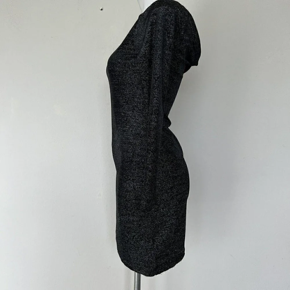 Michael Kors Black Dress sparkle Cowl Back PETITE Size XSmall Long Sleeve NEW